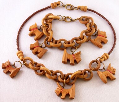 BN49 wood scottie necklace/bracelet